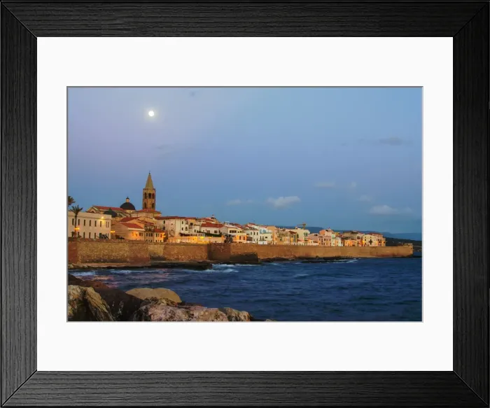 Framed Print : Old Town of Alghero, Sardinia Island, Italy in the sunset Framed Print : Old Town of Alghero, Sardinia Island, Italy in the sunset