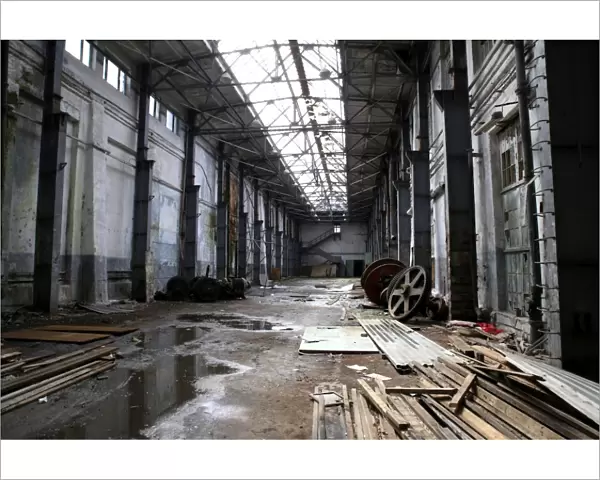 interior of an abandoned factory