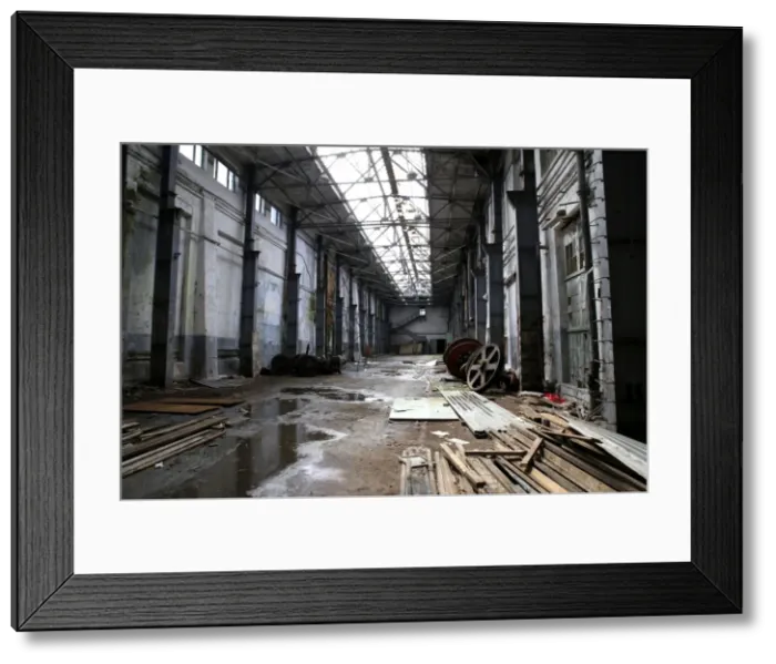 Framed Print : interior of an abandoned factory Framed Print : interior of an abandoned factory