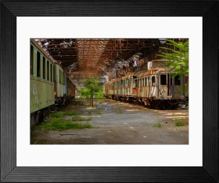 Framed Print : Cargo trains in old train depot Framed Print : Cargo trains in old train depot