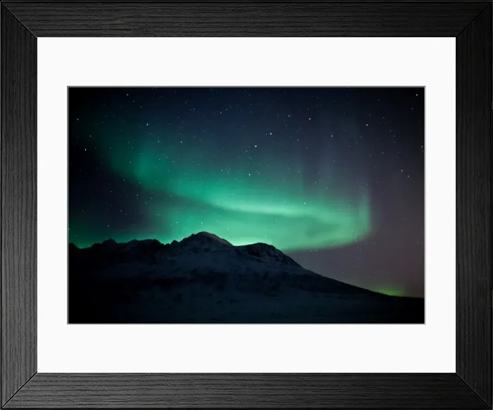 Framed Print : Northern Lights above a mountain Framed Print : Northern Lights above a mountain