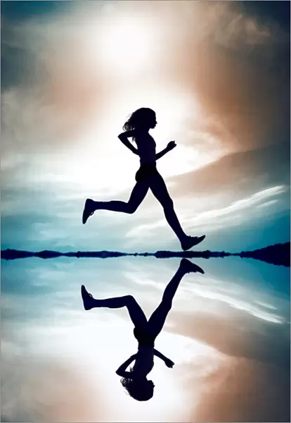 Runner Silhouetted Reflection