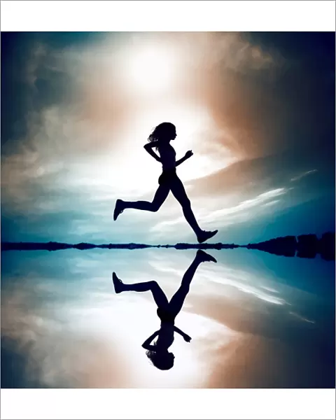 Runner Silhouetted Reflection