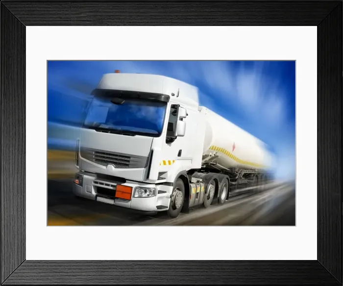 Framed Print : truck with fuel tank