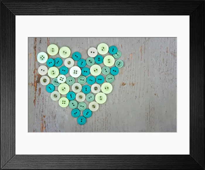 Framed Print : Green buttons on wooden background Framed Print : Green buttons on wooden background