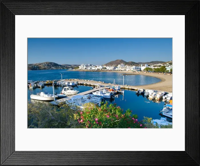 Framed Print : Port in Parikia on Paros island in Cyclades, Greece Framed Print : Port in Parikia on Paros island in Cyclades, Greece