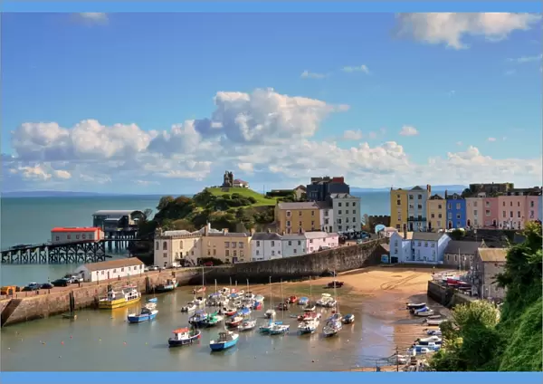 View of Tenby Harbour, with Castle Hill