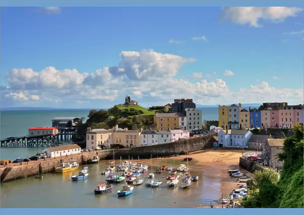 View of Tenby Harbour, with Castle Hill