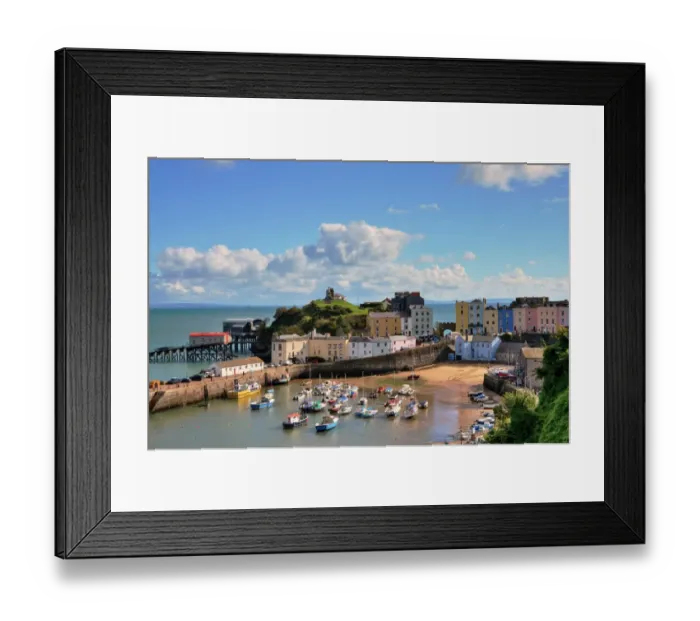 Framed Print : View of Tenby Harbour, with Castle Hill Framed Print : View of Tenby Harbour, with Castle Hill