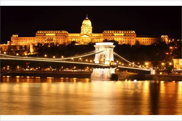 Budapest castle and chain bridge, Hungary