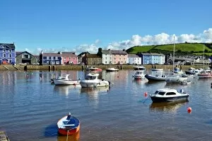 Building Collection: Boats moored in Aberaeron harbour, Wales