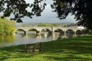 Bridge over the river Wye in Builth Wells, Wales UK