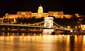 Landmark Collection: Budapest castle and chain bridge, Hungary