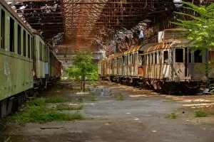 Light Gallery: Cargo trains in old train depot