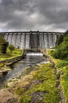 River Prints: Claerwen Dam, Elan Valley, overflowing after heavy rainfall