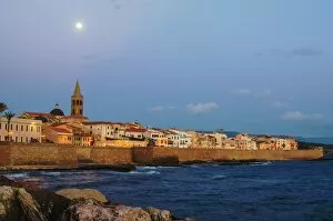 Panorama Collection: Old Town of Alghero, Sardinia Island, Italy in the sunset
