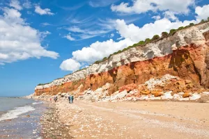 panorama of the layered cliffs at Hunstanton