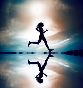 Runner Silhouetted Reflection