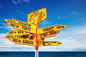 Horizon Collection: Signpost in the Stirling Point, Bluff, New Zealand