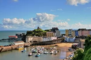 View Gallery: View of Tenby Harbour, with Castle Hill